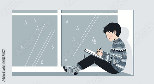 Rainy Day Imagination A Young Artist Sketching By The Window Creative Pursuits