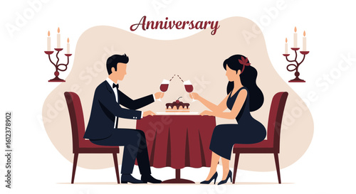Romantic Anniversary Evening Elegant Couple Celebrating Special Occasion