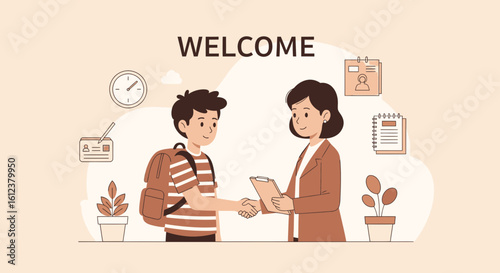 Welcoming New Student Or Employee To The Company And Workplace Setting