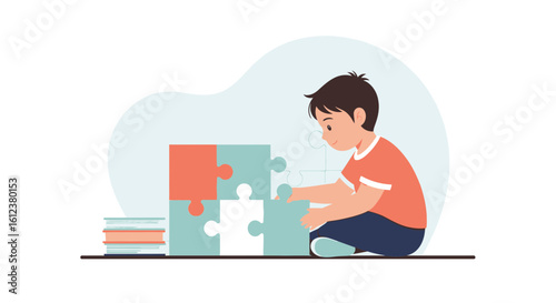 Young Learner Engaging With Puzzle Pieces Symbolizing Early Development