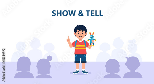 Smiling Student Confidently Shares Story During Show And Tell With A Toy