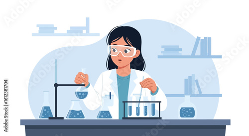 Young Chemist Doing Research With Liquid Solution In A Modern Laboratory
