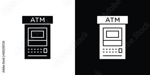 ATM machine icon elements vector illustration. flat style sign vector.