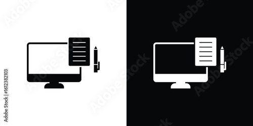 Blended learning icon elements vector illustration. flat style sign vector.