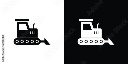 Bulldozer icon elements vector illustration. flat style sign vector.