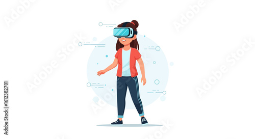 Young Woman Experiencing Virtual Reality Simulation With Vr Glasses Innovative Technology