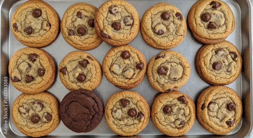 Fototapeta premium Baked cookies on a metal pan
