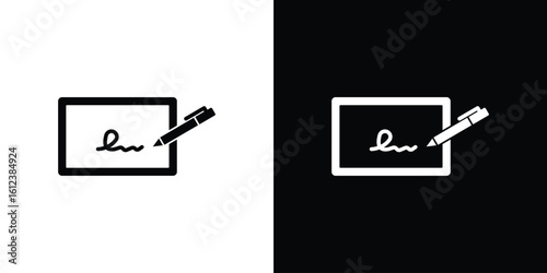 Electronic signature icon elements vector illustration. flat style sign vector.
