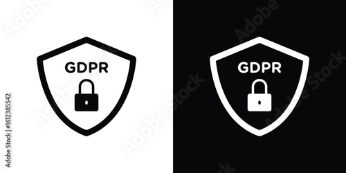 GDPR shield icon elements vector illustration. flat style sign vector.