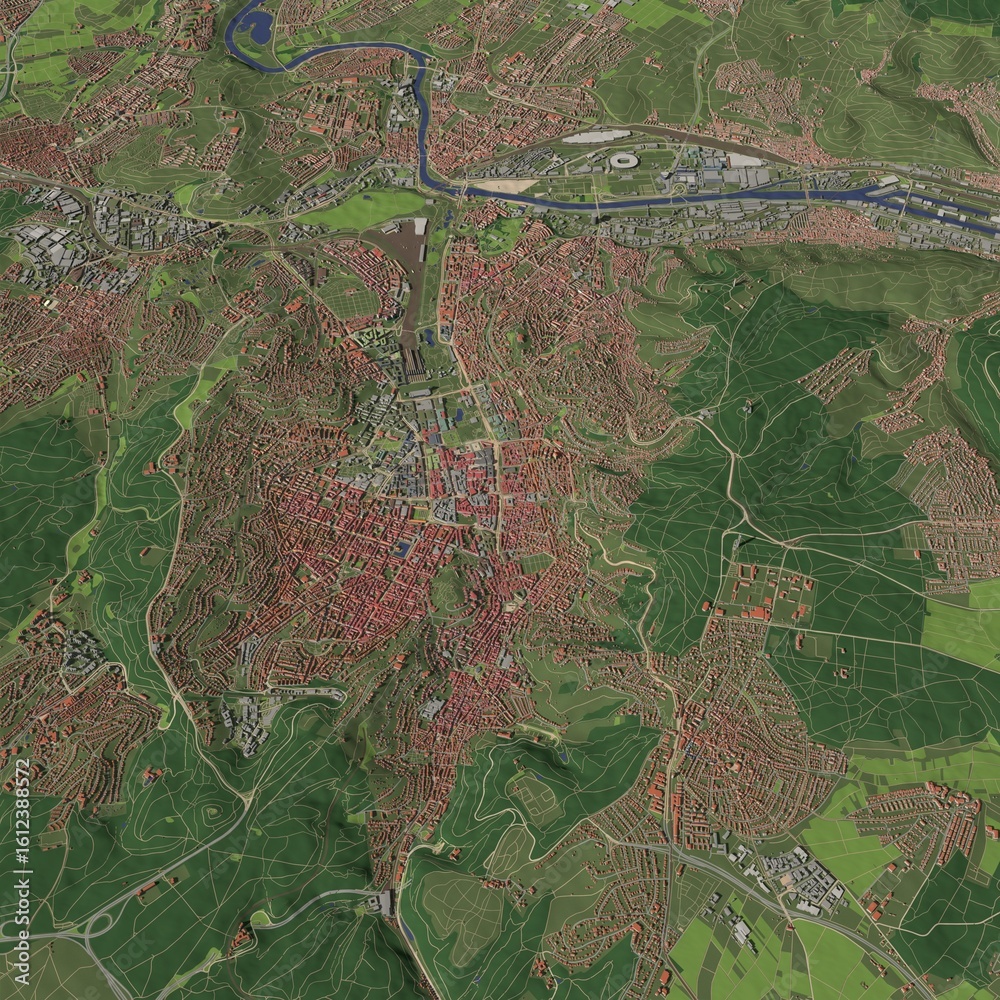 Fototapeta premium 3D illustration of city and urban in Stuttgart Germany