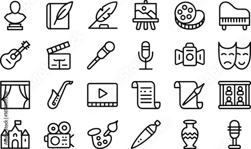 Collection of an Isolated Set of Arts and Culture Icons Representing Creativity