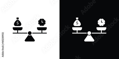 Time and money compare scale icon elements vector illustration. flat style sign vector.