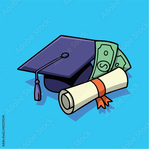 Clean and modern vector  explore scholarships and financial aid options for college education and graduation success today right now