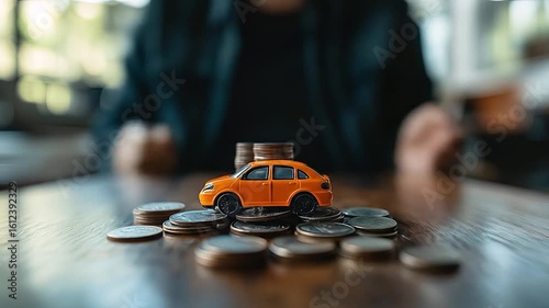 Car Insurance Savings with Coins, and Hands.