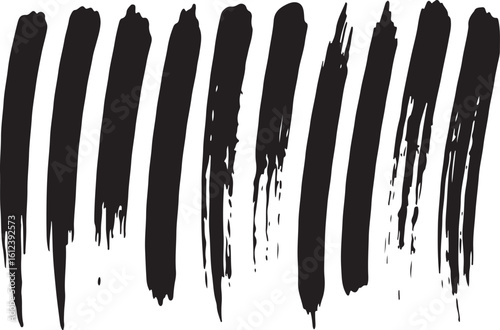 Black brushstrokes on white background abstract artistic paint texture design element
