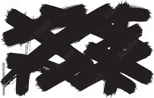 Bold black brush strokes abstract composition on white background for creative designs