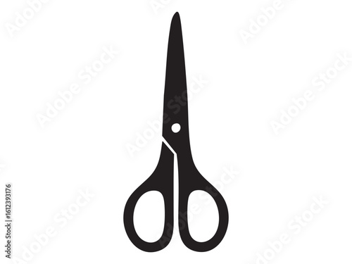 Black silhouette of scissors, isolated on white background, graphic illustration. concept of tool, craft, cutting, sewing, icon, design element, home utility, office supply