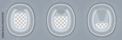 close up of airplane window, vector illustration isolated on transparent background