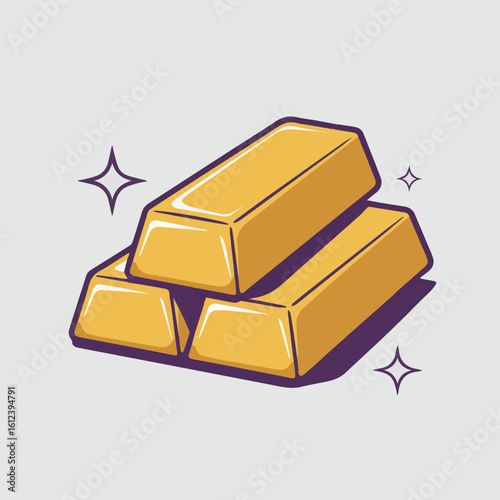 Clean and modern vector  gold bullion bars investment wealth finance and precious metals concept for financial freedom and success