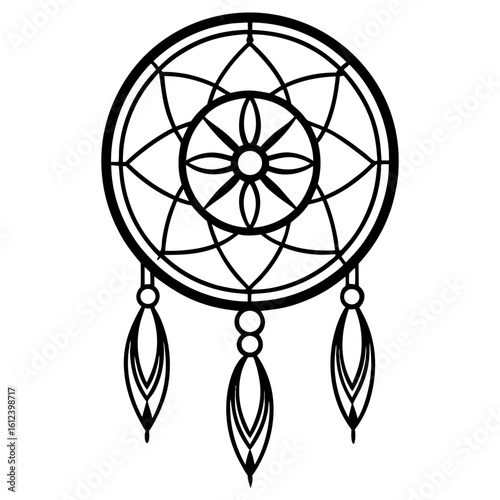 Vector art of the simple dreamcatcher design filters bad dreams and promotes peaceful sleep isolated on white background