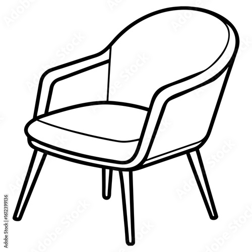 Vector art of a comfortable armchair isolated on white background, perfect for relaxing in style with its modern design and cozy cushions