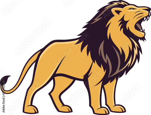 roaring lion isolated wild animal illustration
