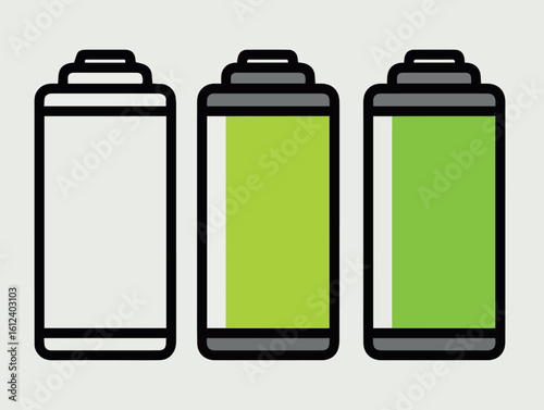 Clean and modern vector  battery power levels indicator vector illustration energy full low charge technology device icon 100