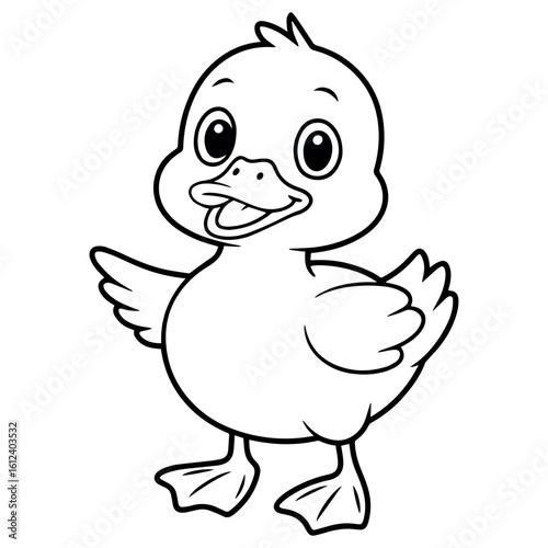 Clean and modern vector  duckling outline drawing vector illustration for coloring pages and educational resources for kids and adults