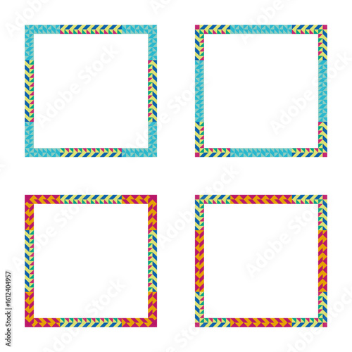 Triangle stripe pattern. Brown corner shape. Retro frame icon. Vector ethnic border.