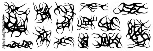 Neo-tribal graphic shape asset. Hand drawn gothic sigilism tattoo elements. Aesthetic of 90s, 2000s. Vector illustration for sticker, poster, collage, design template