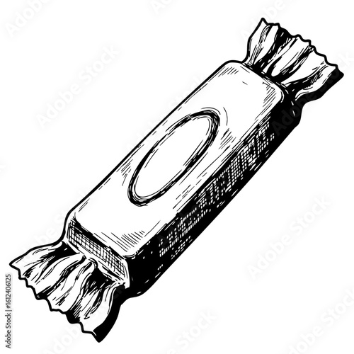 Vintage sketch of a candy bar wrapped in paper  