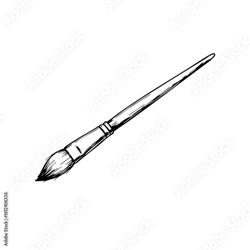 Vintage sketch of an artist brush with detailed design  