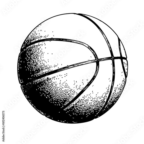 Vintage sketch of a basketball in black and white  