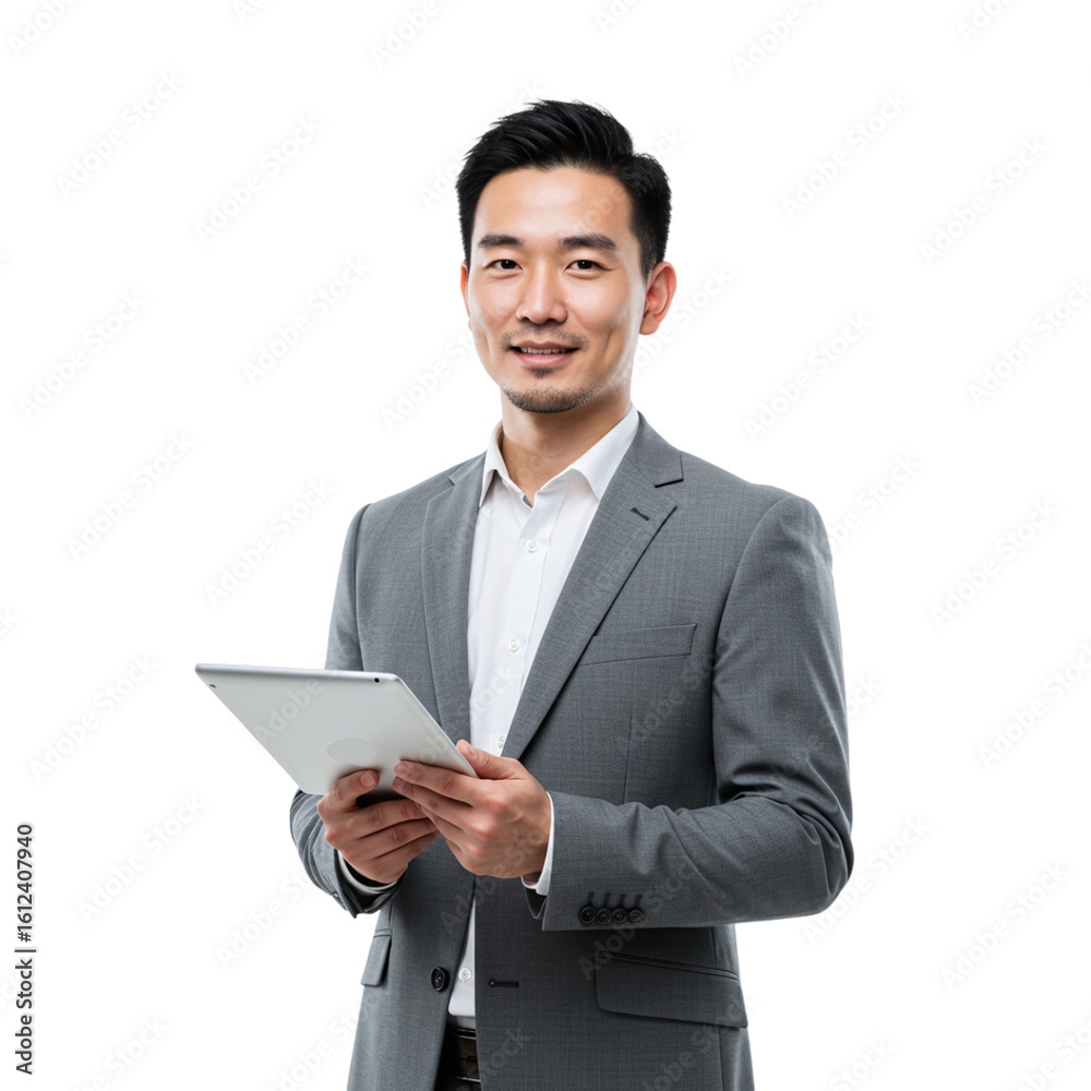 Portrait of a young asian businessman using tablet computer Portrait of a young asian businessman using tablet computer