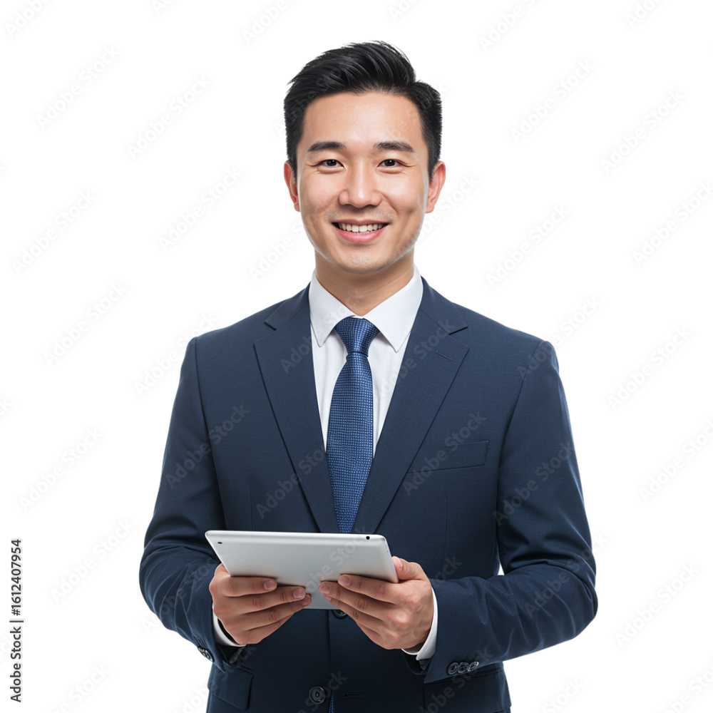 Portrait of a young asian businessman using tablet computer Portrait of a young asian businessman using tablet computer