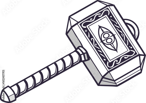 thor hammer vector illustration transparent background

