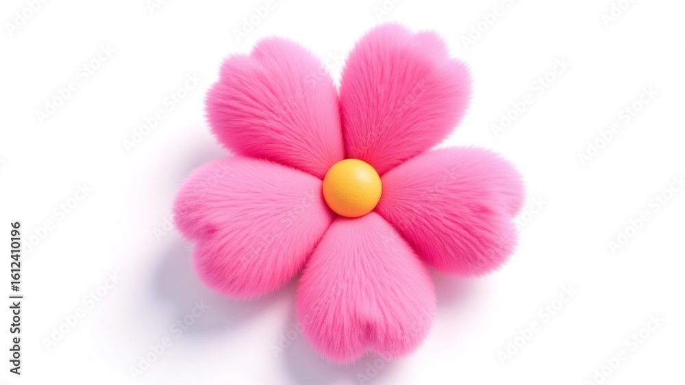Fluffy pink flower with a yellow center on a white background, floral design Fluffy pink flower with a yellow center on a white background, floral design