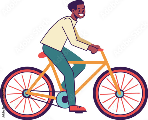 man on bike simple minimal illustration