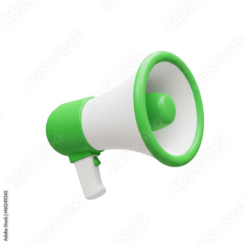 3d megaphone announcement device isolated on transparent background