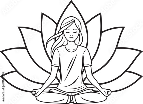 female yoga pose flat line icon

