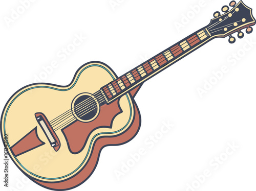 acoustic guitar line art minimal design

