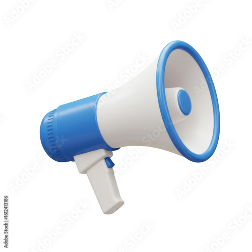 3d megaphone announcement device isolated on transparent background