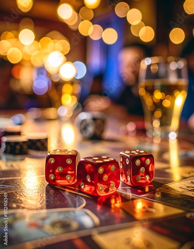 Dice game in a dimly lit bar