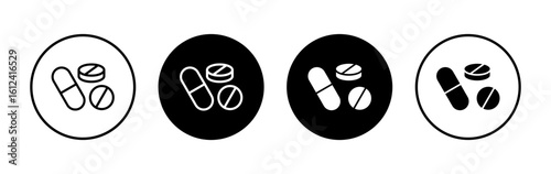 Pills icon symbol for apps and websites. capsule icon. Drug sign and symbol