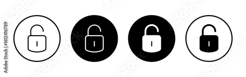 Unlock icon symbol for apps and websites. Unlock sign and symbol. unlocked padlock icon