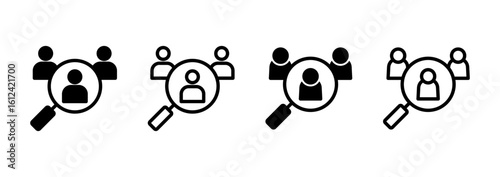 Hiring icon logo design. Search job vacancy sign and symbol. Human resources concept. Recruitment