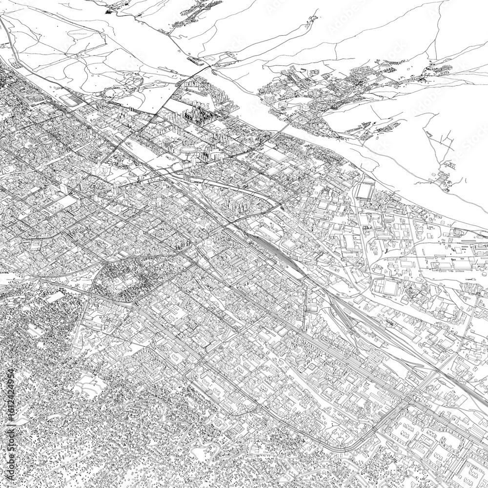 Naklejka premium 3D illustration of city and urban in Ulaanbaatar Mongolia