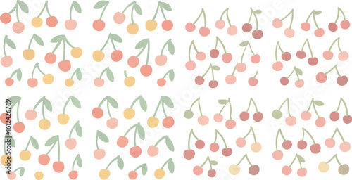 Wallpaper Mural Cute Cherry Pattern with Pastel Colors. Torontodigital.ca