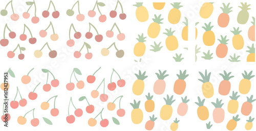 Cute Fruit Pattern Design Cherries and Pineapples.