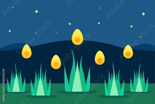 rice field glowing spirits rising